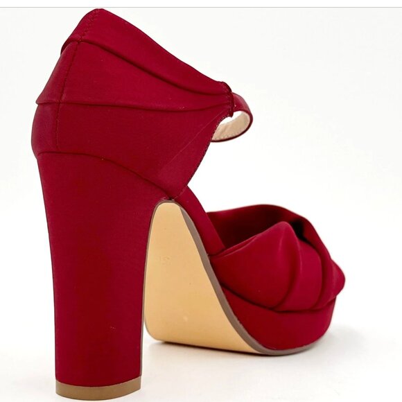 Dark Red Satin Heels - Picture 2 of 4